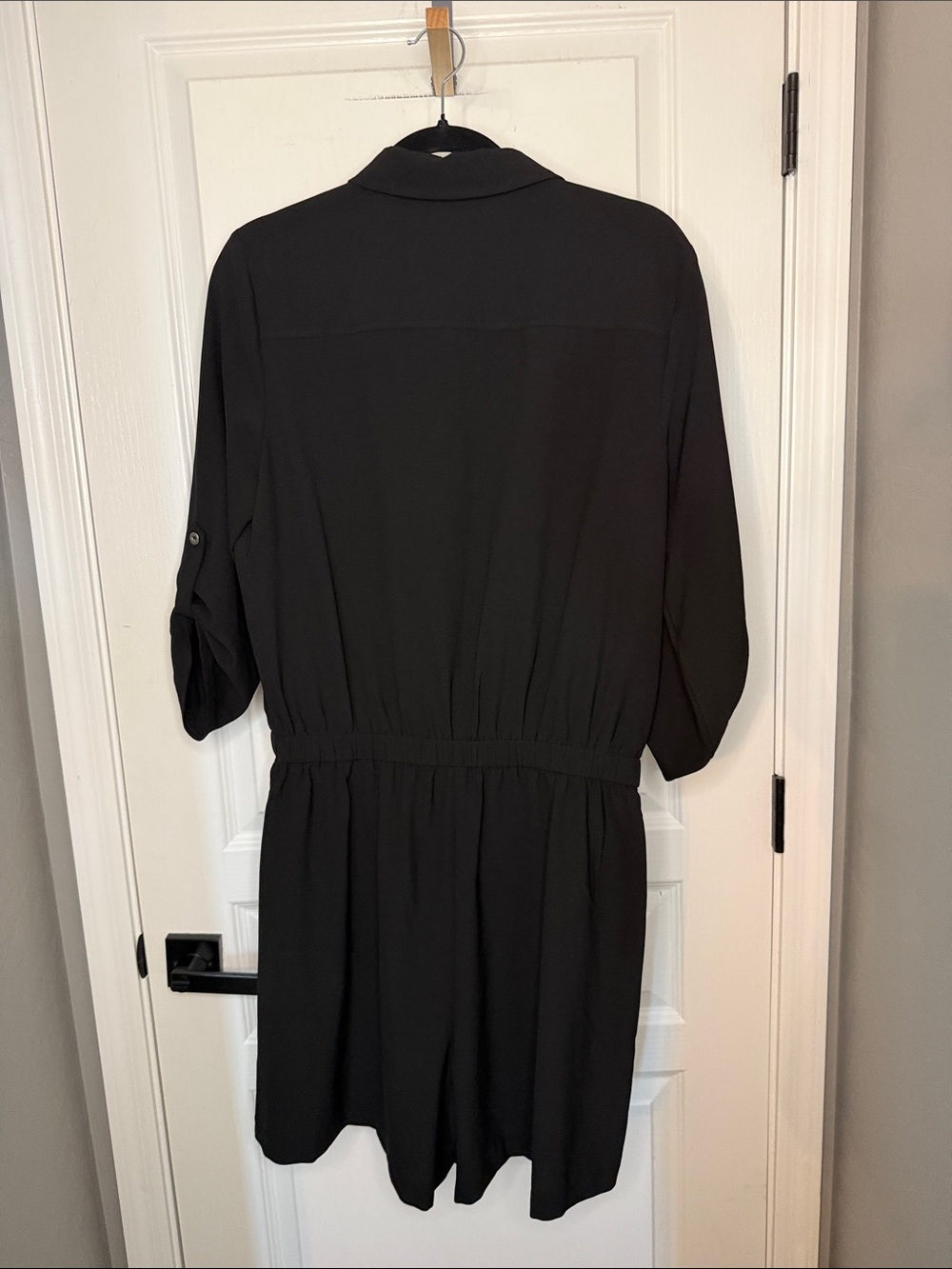 Emma & Michele Black Button-Front Drawstring Romper - Picture 9 of 9